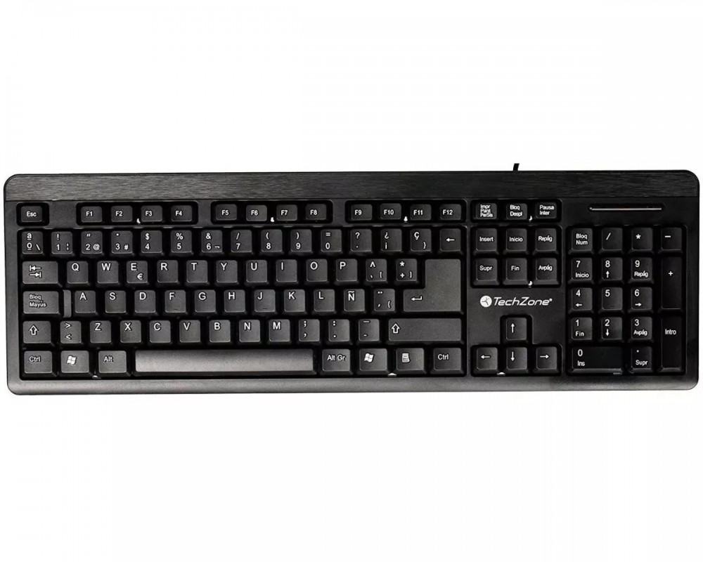 Teclado Standard Alámbrico techzone Ergonómico 104 Teclas Español